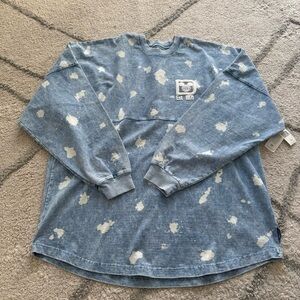 Disney World Parks Disneyland Spirit Jersey blue Denim Bleach splatter XL NEW